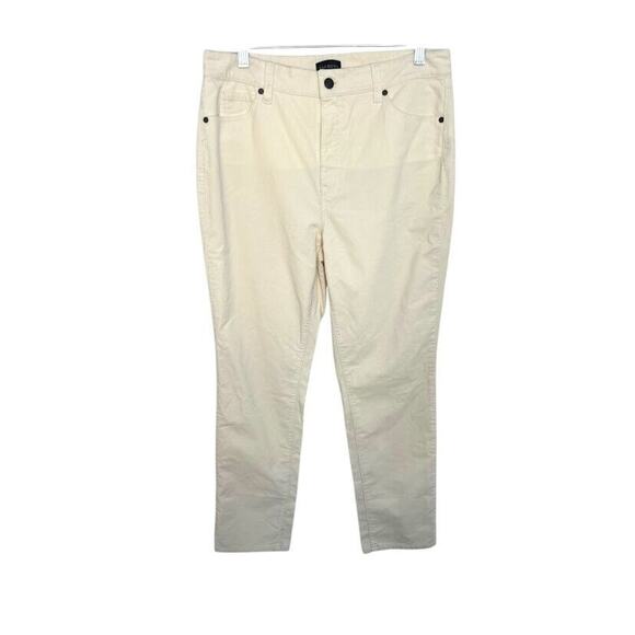 Talbots Corduroy Pants Size 10 Petite 10P Cream High Waist Straight Leg Stretch - Picture 1 of 7